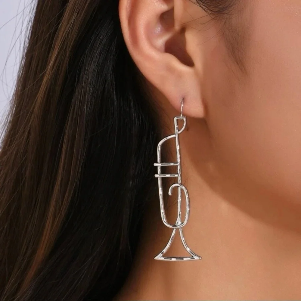 Catch the Vibe: Silver Jazz Fest Dangle Earrings to Swing Your Style! NWT Music